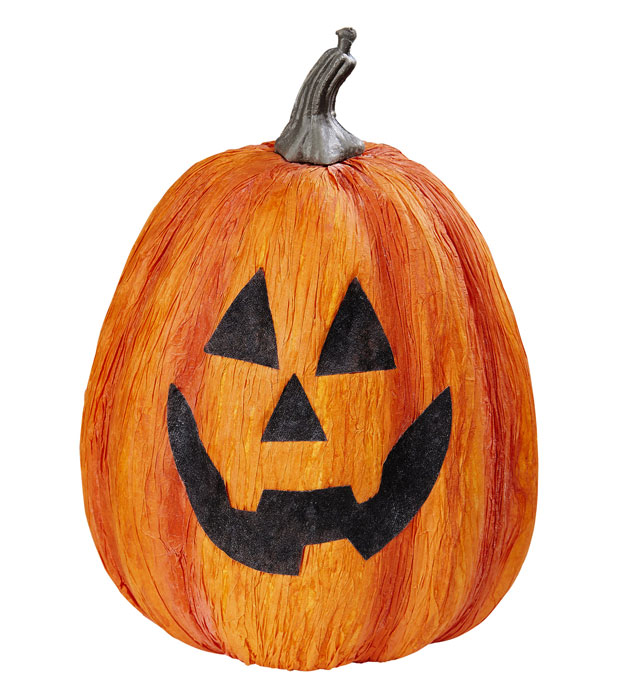 Oranger Deko-Kürbis 23 cm für Halloween und Herbst