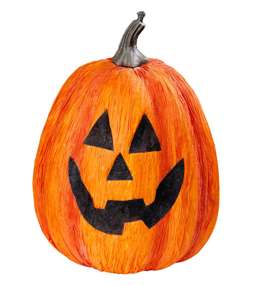 Oranger Deko-Kürbis 23 cm für Halloween und Herbst