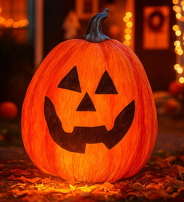 Oranger Deko-Kürbis 23 cm für Halloween und Herbst