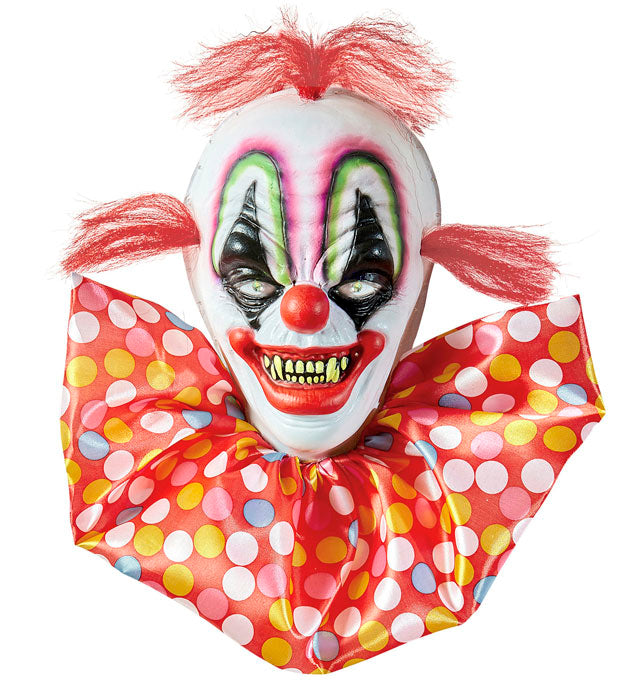 Horrorclown mit blinkenden farbwechselnden LED-Augen, 40 cm Halloween Dekoration
