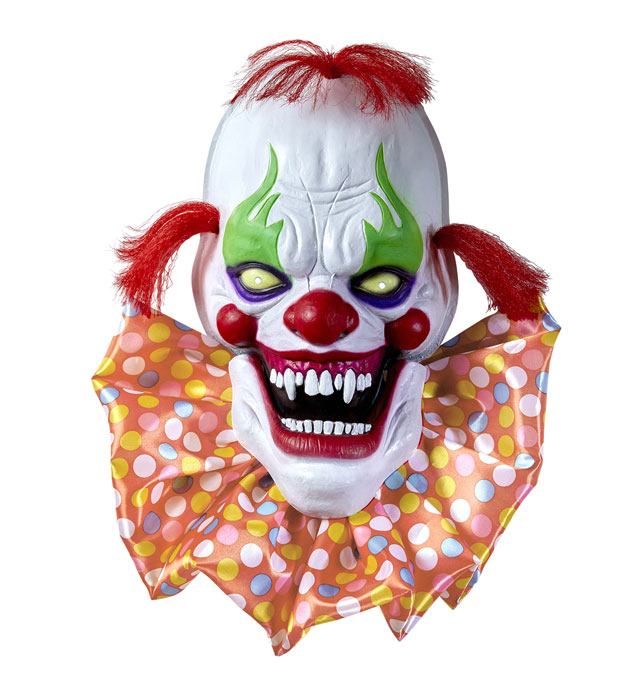 Sprechender Horrorclown mit blinkenden LED-Augen und beweglichem Mund, 58 cm