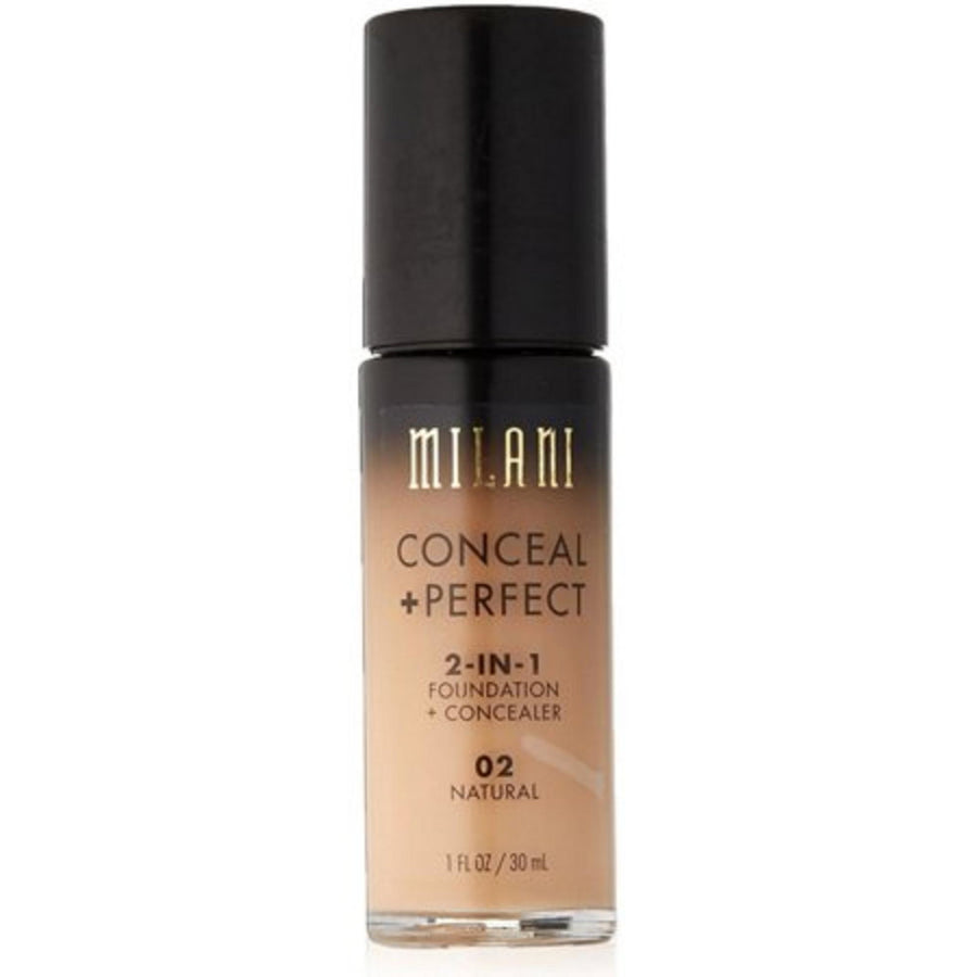 Milani Milani, Conceal + Perfect, Flüssige Grundierung & Concealer 2-in-1, 02, Natürlich, 30 ml Regular
