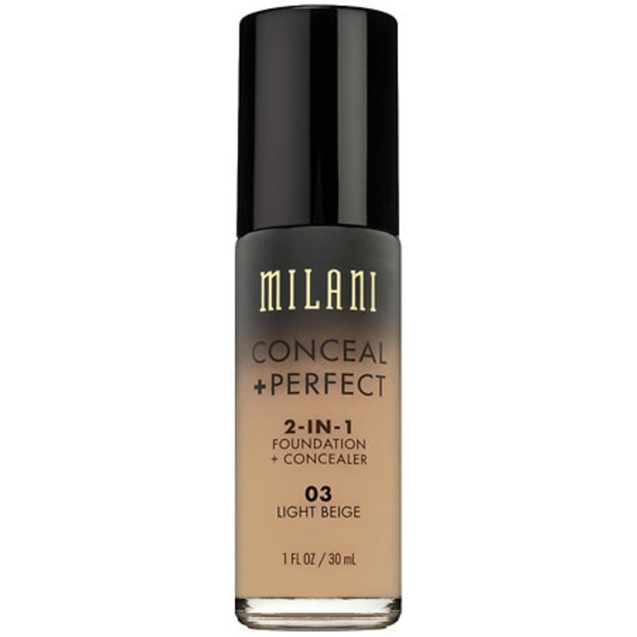 Milani Milani, Conceal + Perfect, Flüssige Grundierung & Concealer 2-in-1, 03, Hellbeige, 30 ml Regular
