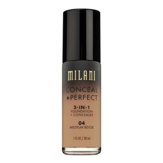Milani Milani, Conceal + Perfect, Flüssige Grundierung & Concealer 2-in-1, 04, Mittelbeige, 30 ml Regular