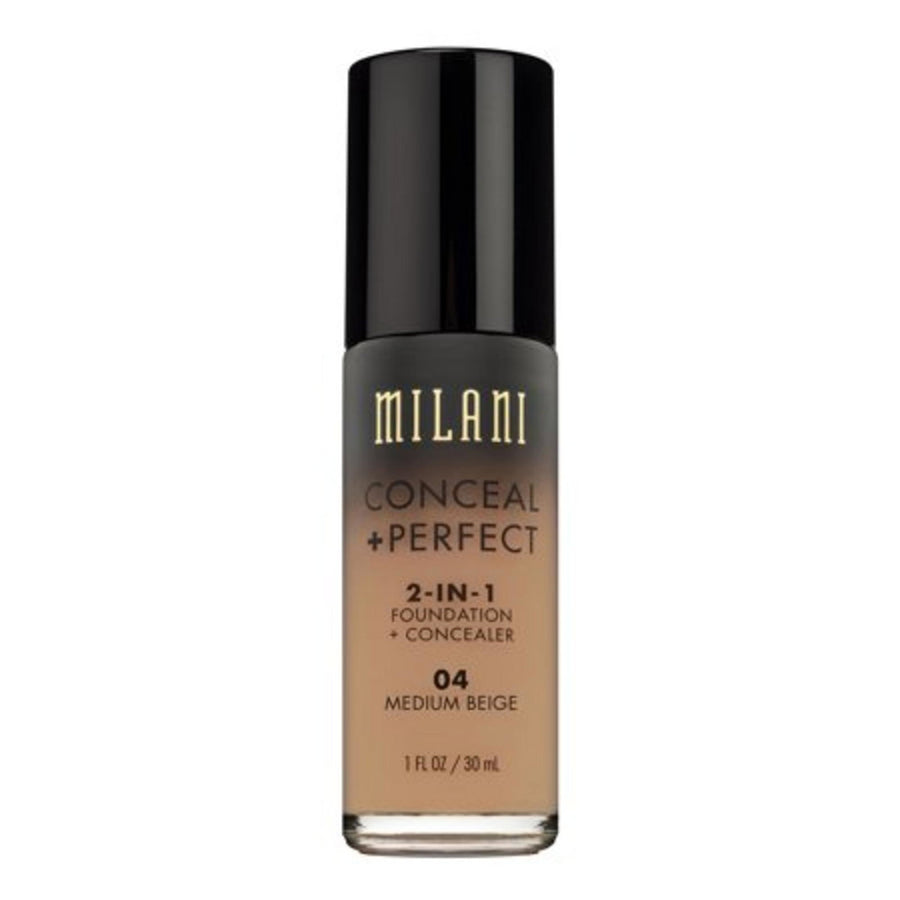 Milani Milani, Conceal + Perfect, Flüssige Grundierung & Concealer 2-in-1, 04, Mittelbeige, 30 ml Regular