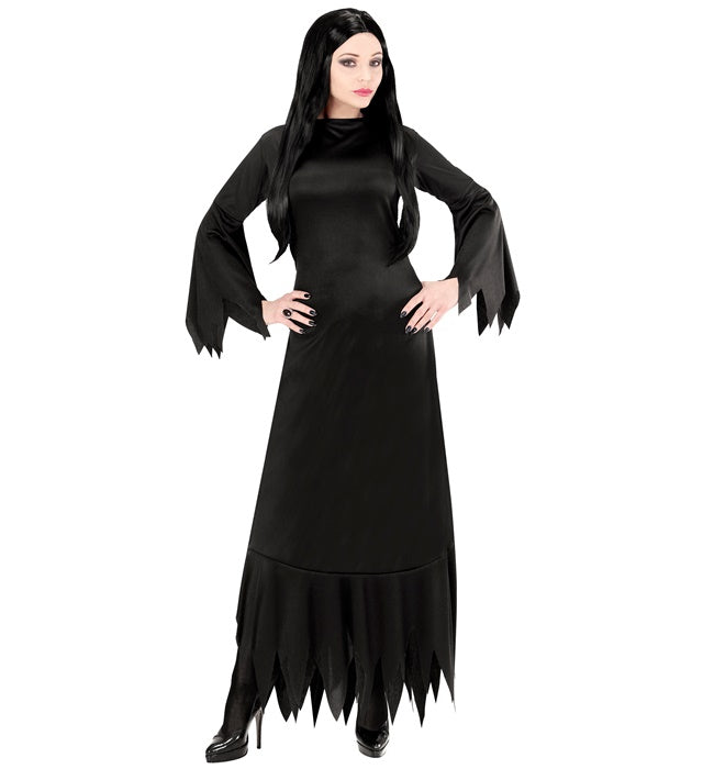Mortisia Kleid in dunklem Gothic-Stil für Fasnacht und Karneval