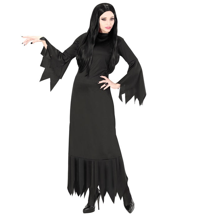 Mortisia Kleid in dunklem Gothic-Stil für Fasnacht und Karneval
