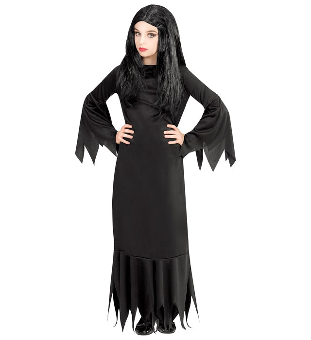 Dunkles Mortisia-Kleid für Fasnacht und Halloween