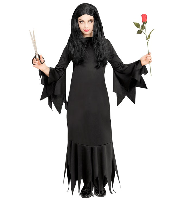 Dunkles Mortisia-Kleid für Fasnacht und Halloween