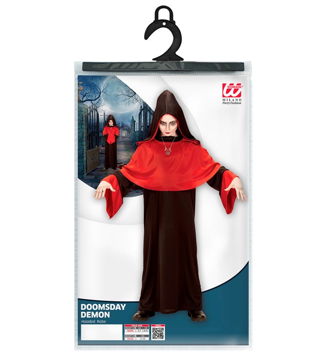 Doomsday Demon Kostüm mit schwarzer Kapuzenrobe, Fasnacht und Karneval Outfit