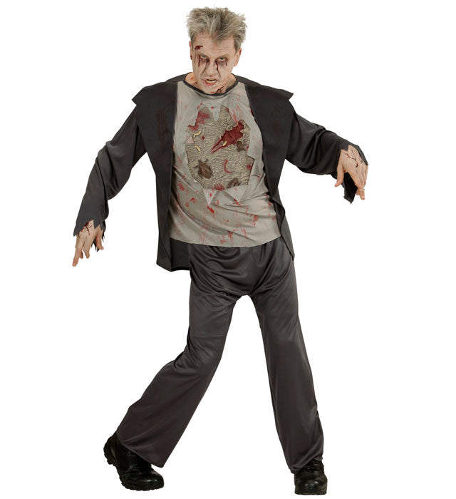 Zombie-Kostüm bestehend aus Jacke mit zerrissenem T-Shirt und Hose für Fasnacht