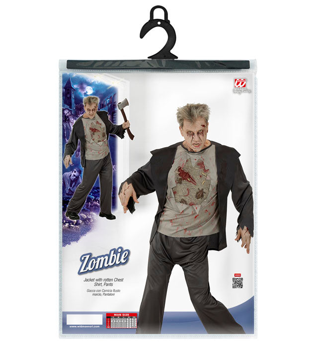 Zombie-Kostüm bestehend aus Jacke mit zerrissenem T-Shirt und Hose für Fasnacht