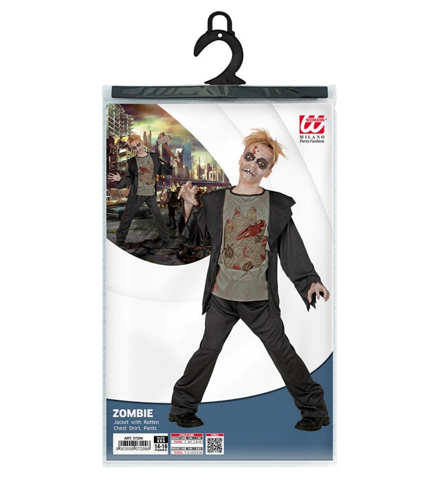 Zombie-Kostüm mit zerrissener Jacke und Hose für Fasnacht und Halloween