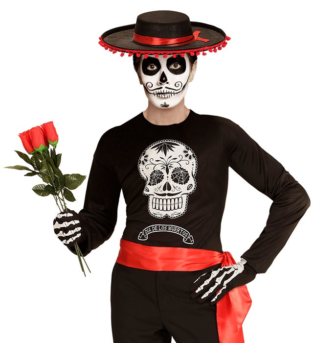 DIA DE LOS MUERTOS Shirt mit buntem Totenkopf-Design für Fasnacht und Halloween