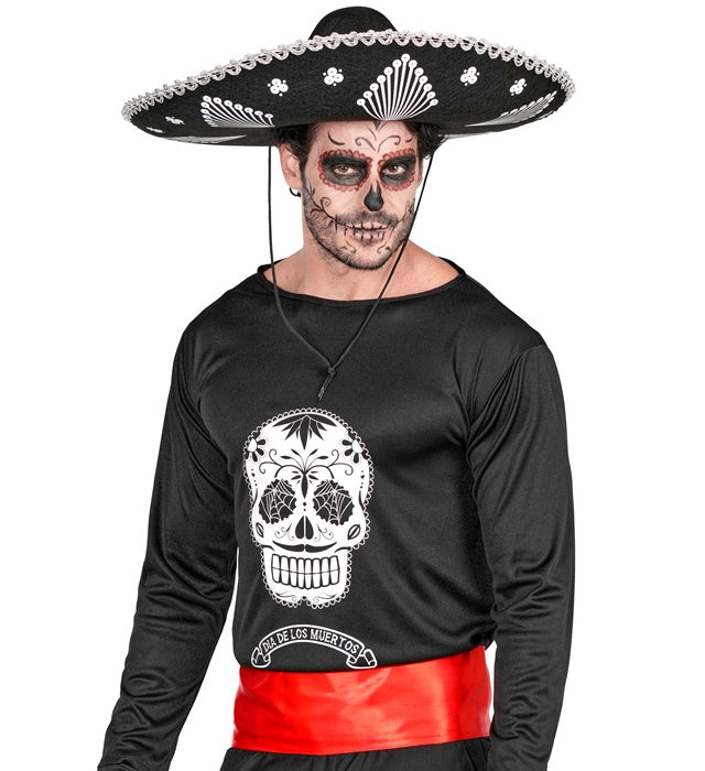 DIA DE LOS MUERTOS Shirt mit buntem Totenkopf-Motiv für Fasnacht und Halloween
