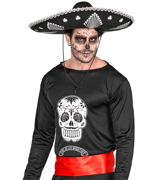 DIA DE LOS MUERTOS Shirt mit buntem Totenkopf-Motiv für Fasnacht und Halloween