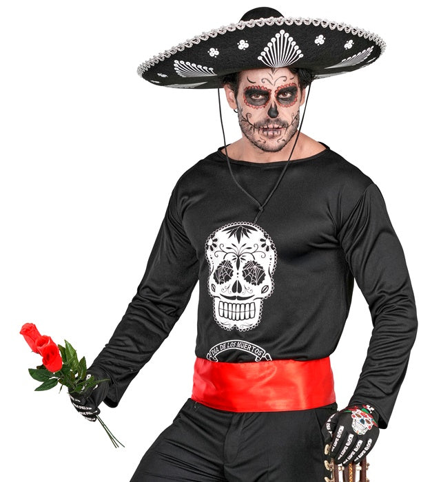 DIA DE LOS MUERTOS Shirt mit buntem Totenkopf-Motiv für Fasnacht und Halloween
