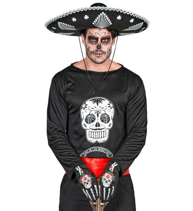 DIA DE LOS MUERTOS Shirt mit buntem Totenkopf-Motiv für Fasnacht und Halloween