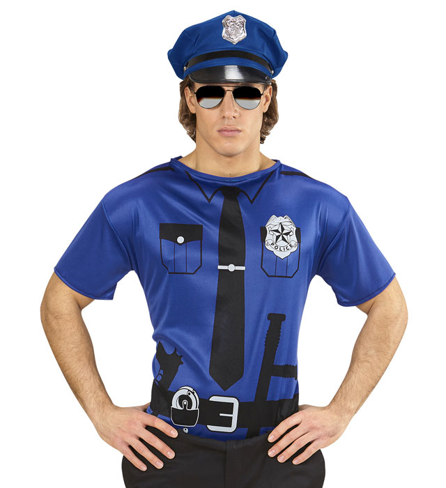 Polizist T-Shirt mit Polizeiemblem für Fasnacht und Karneval