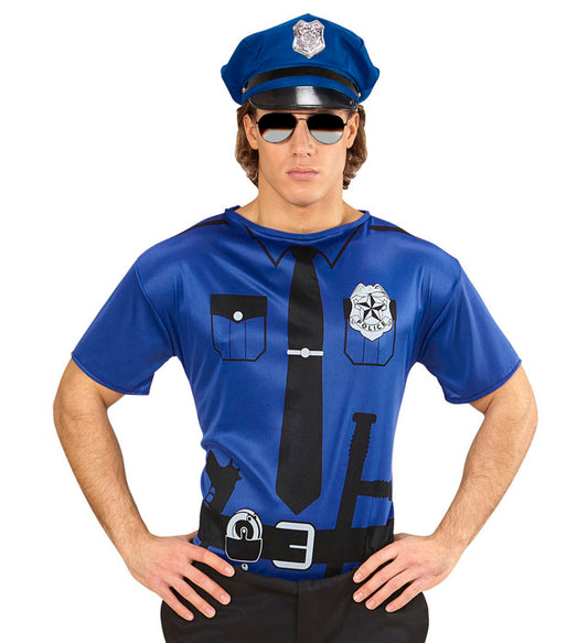 Polizist T-Shirt mit Polizeiemblem für Fasnacht und Karneval