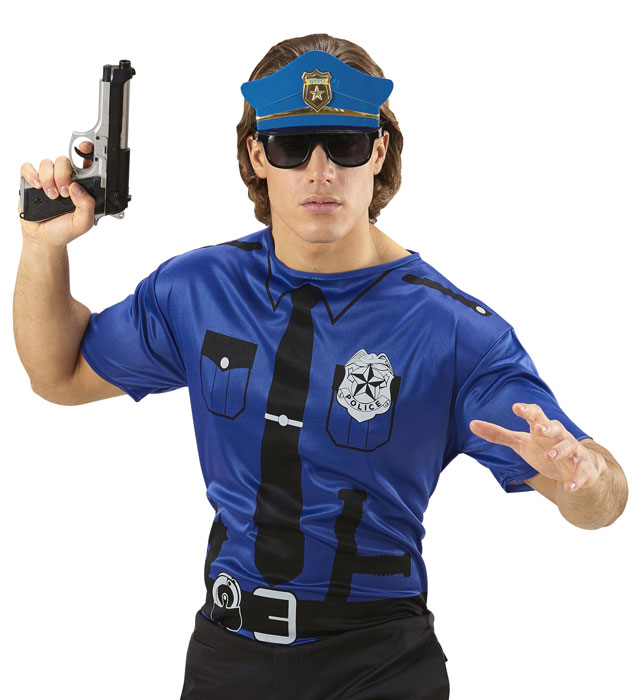 Polizist T-Shirt mit Polizeiemblem für Fasnacht und Karneval