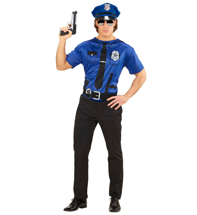 Polizist T-Shirt mit Polizeiemblem für Fasnacht und Karneval