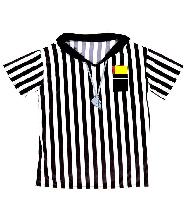 Schiedsrichter T-Shirt mit schwarz-weißen Streifen für Fasnacht und Karneval