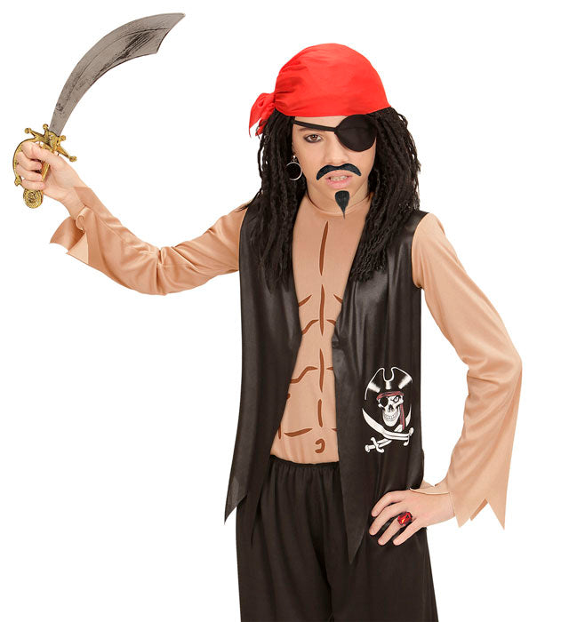 Piraten-Kostüm Set mit T-Shirt, Weste, Bandana und Augenklappe für Fasnacht