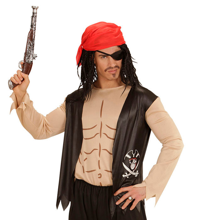 Pirat Kostüm Set mit T-Shirt, Weste, Bandana und Augenklappe für Fasnacht