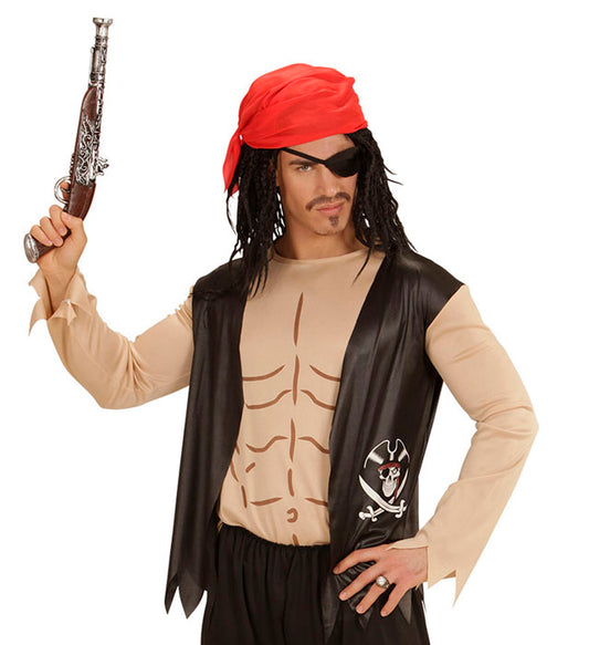 Pirat Kostüm Set mit T-Shirt, Weste, Bandana und Augenklappe für Fasnacht