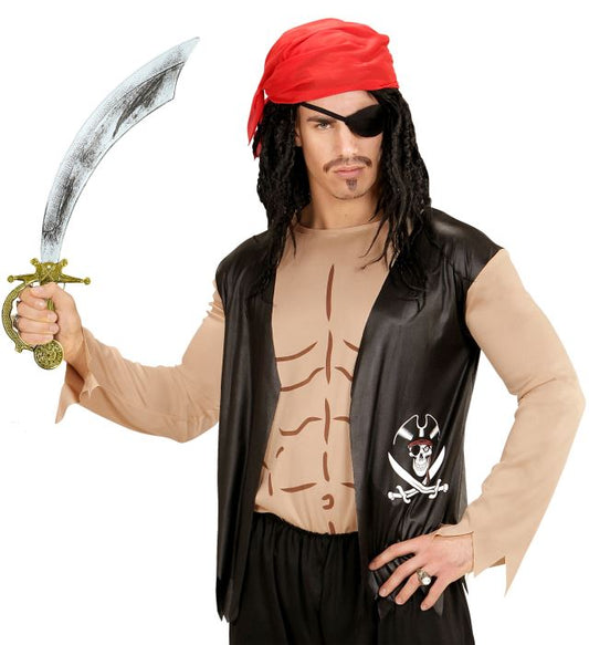 Pirat Kostüm Set mit T-Shirt, Weste, Bandana und Augenklappe für Fasnacht