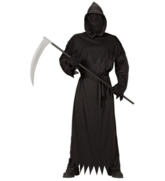 REAPER Kostüm mit schwarzer Kapuzenrobe und unsichtbarer Gesichtsmaske
