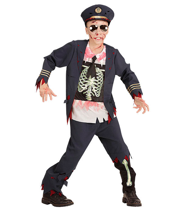 Zombie Polizist Kostüm mit Jacke, Hemd, Hose und Hut für Fasnacht