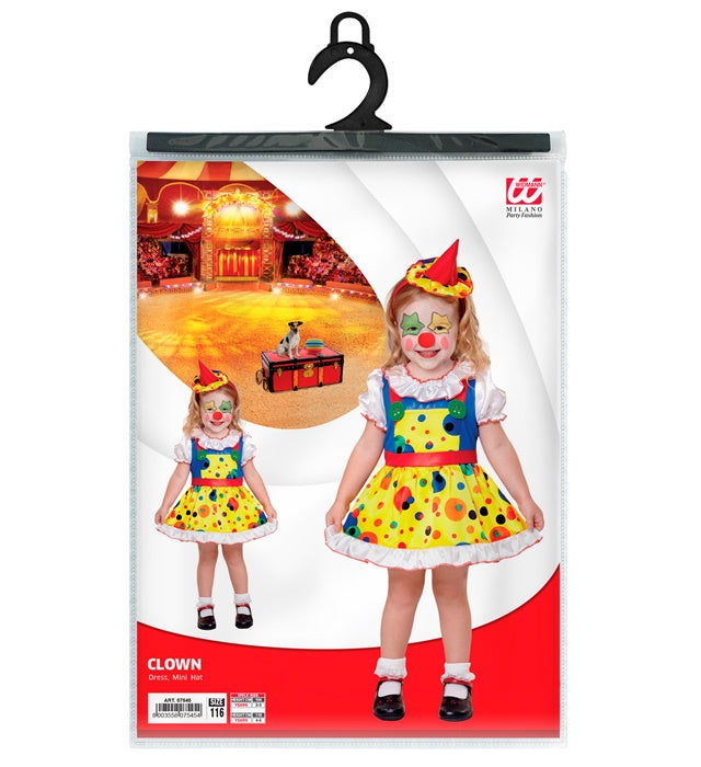 Farbenfrohes Clown-Kleid mit passendem Minihut für Fasnacht