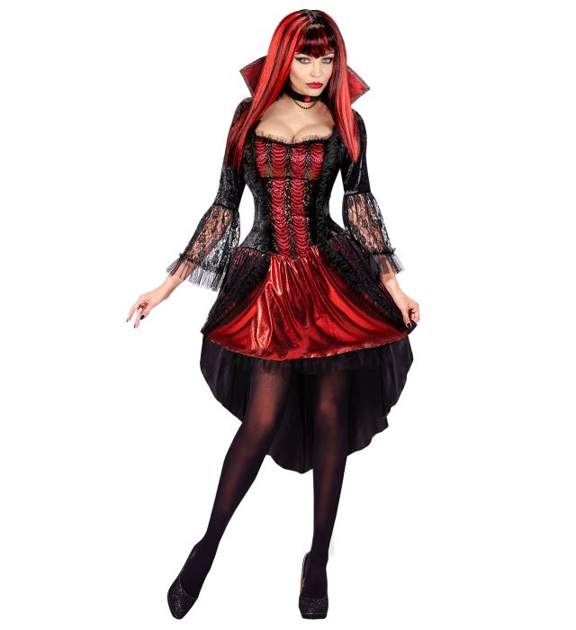 Vampirinnen-Kleid mit passender Halskette in elegantem Design
