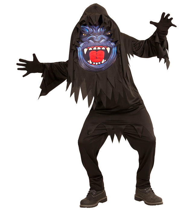 Gorilla-Kostüm mit Kapuzenmaske auf Fasnacht in der Schweiz