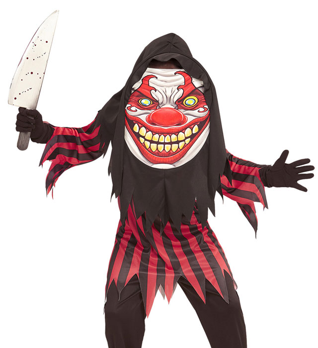 "KILLER CLOWN" (Robe, Riesenmaske mit Kapuze) Diverse Farben