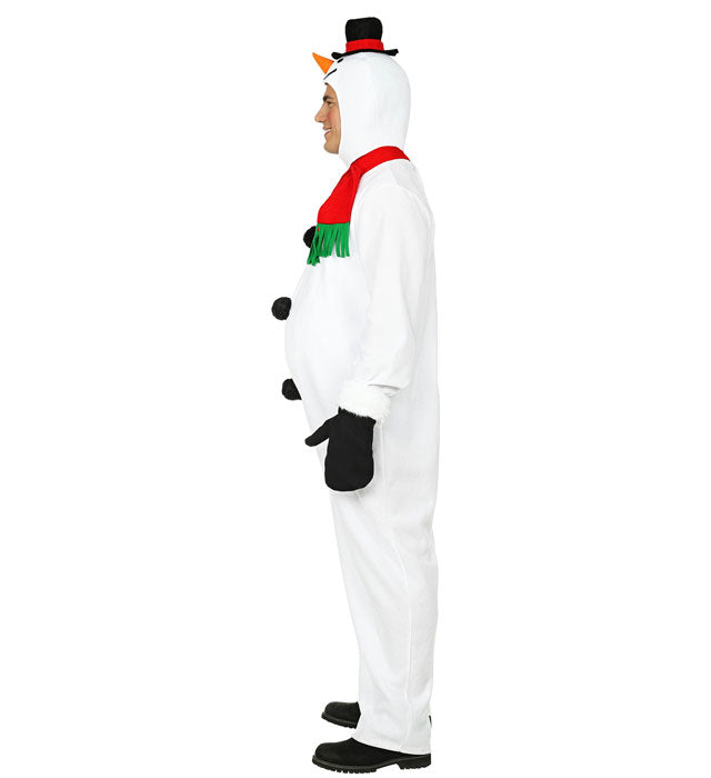 Schneemann-Kostüm mit Bauch, Maske, Handschuhen und Schal für Fasnacht