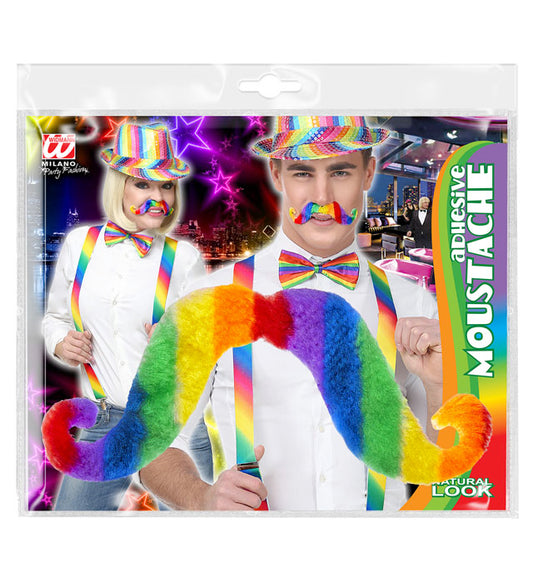 Regenbogen-Bart zum Aufkleben als farbenfrohes Fasnachts-Accessoire