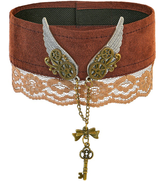 Steampunk Halsband mit Metall-Elementen und Vintage-Design