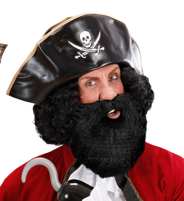 Schwarzer Bart mit Schnurrbart als Piratenkostüm Accessoire