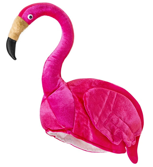 Bunter Flamingo-Hut mit tropischem Design für Fasnacht und Mottoparty
