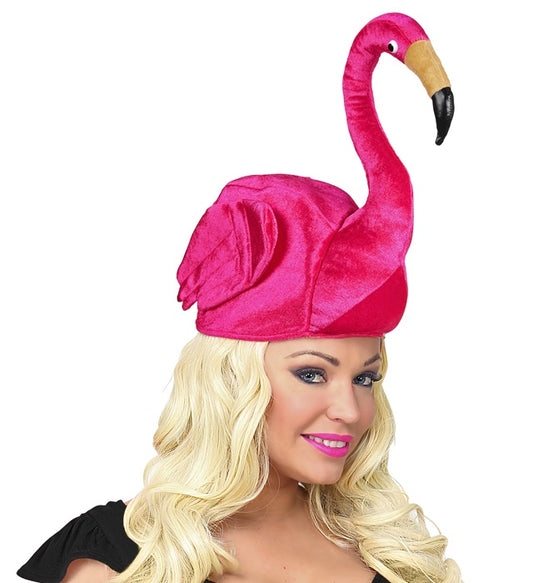 Bunter Flamingo-Hut mit tropischem Design für Fasnacht und Mottoparty