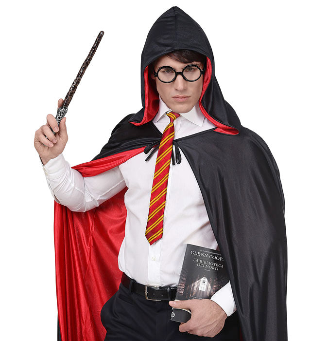 Kinderkostüm Zauberlehrling mit Brille, Krawatte und Zauberstab für Fasnacht