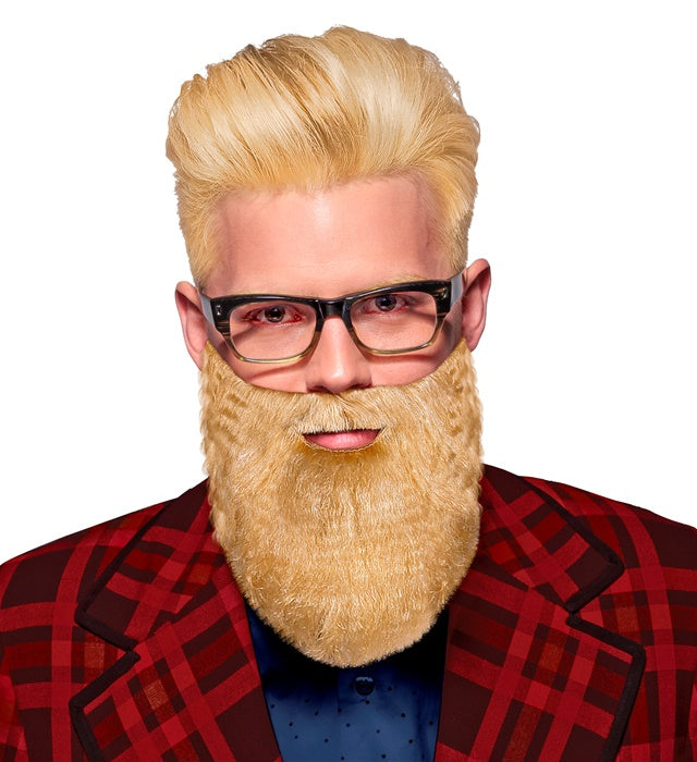 Blonder Bart mit Schnurrbart als Kostümzubehör für Fasnacht und Karneval