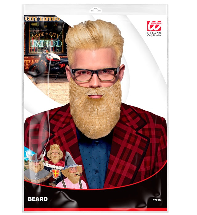 Blonder Bart mit Schnurrbart als Kostümzubehör für Fasnacht und Karneval