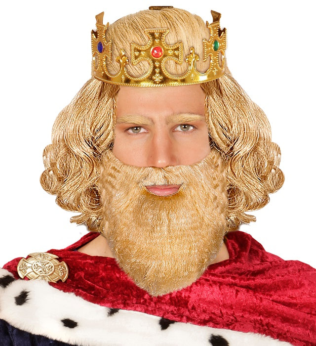 Blonder Bart mit Schnurrbart als Kostümzubehör für Fasnacht und Karneval