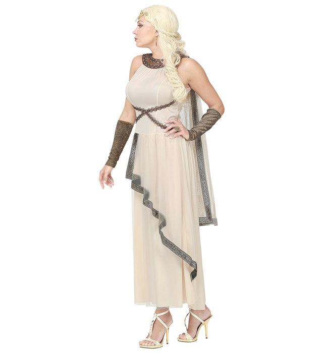 Kostüm griechische/römische Göttin mit Kleid, Umhang, Armstulpen und Kopfschmuck
