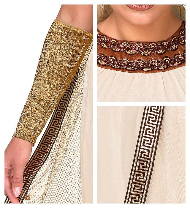 Kostüm griechische/römische Göttin mit Kleid, Umhang, Armstulpen und Kopfschmuck