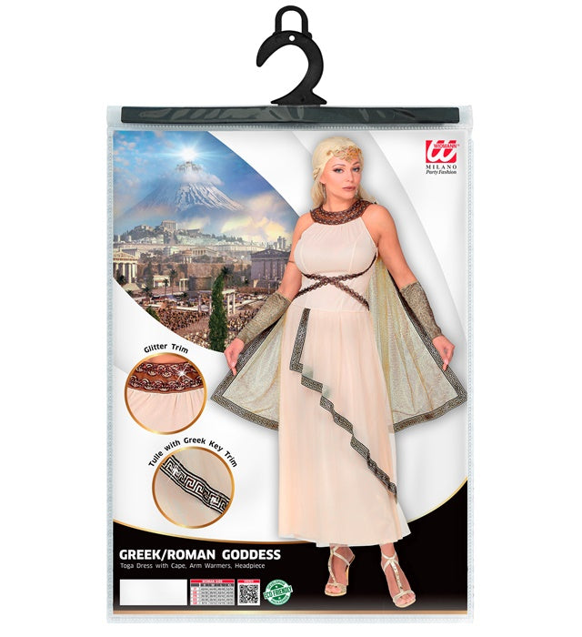 Kostüm griechische/römische Göttin mit Kleid, Umhang, Armstulpen und Kopfschmuck